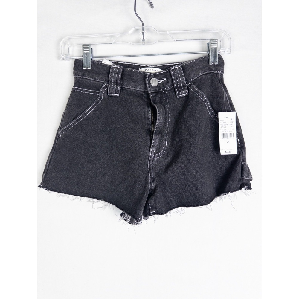 NWT Pacsun Cut Off Shorts Denim Womens 24‎ Black Dark Wash 2.5 Inches
